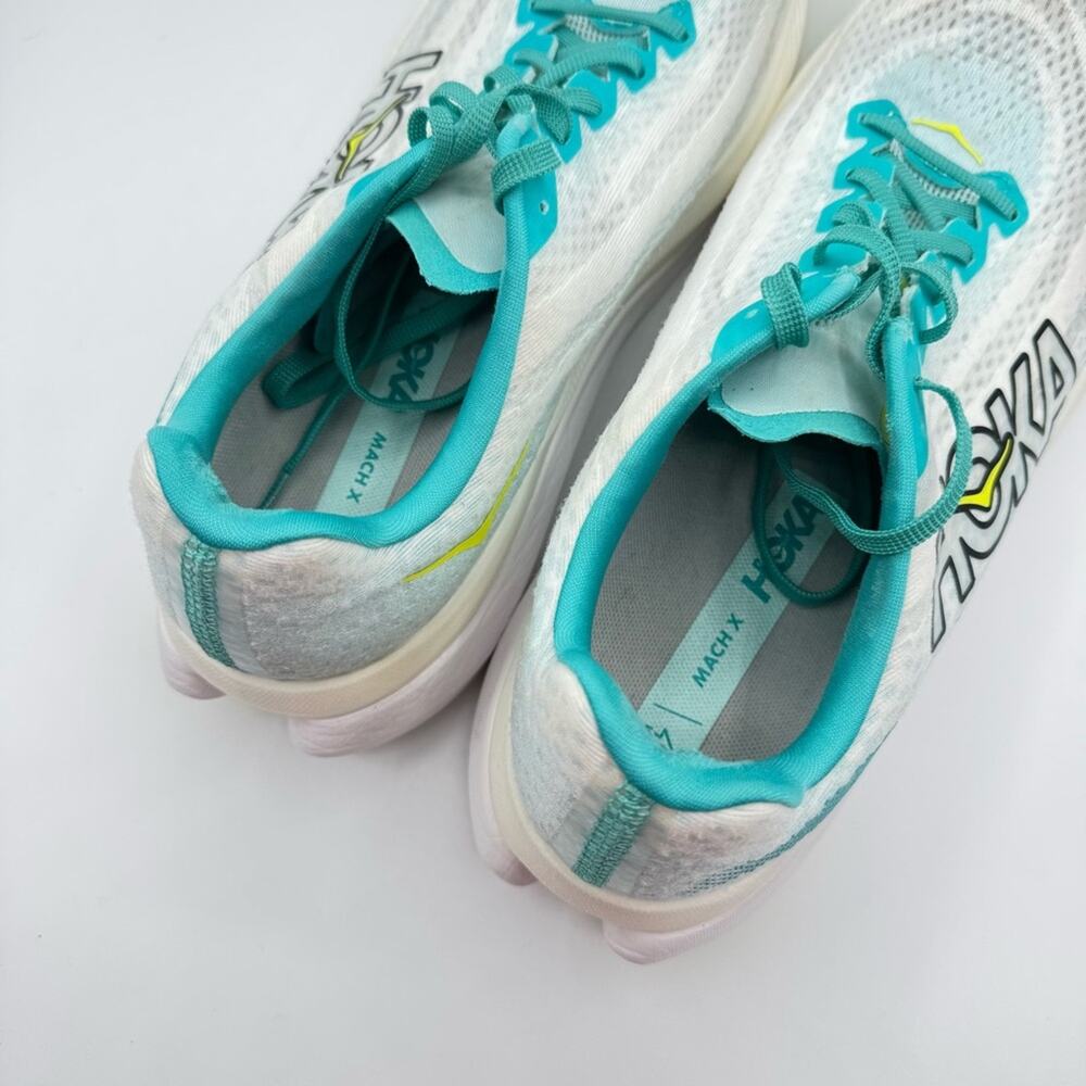 Hoka One One Mach X White Blue Glass Road-Running Sneakers Men’s Size 11.5 - Picture 6 of 9